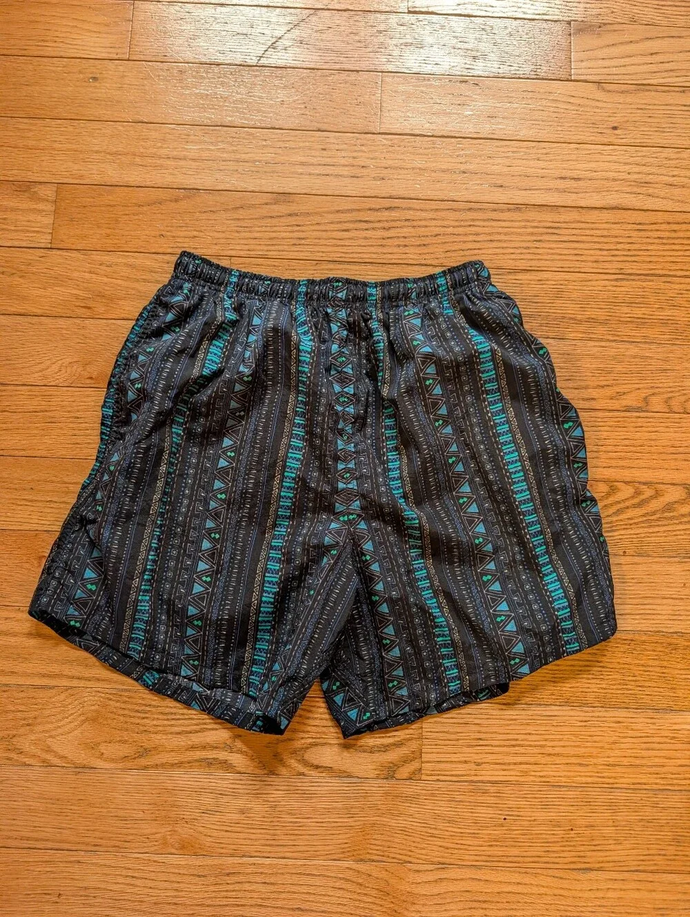 Vintage 80-90s Fast Breakers Vintage Mens Swim Trunks Retro Tribal Geometric Vtg